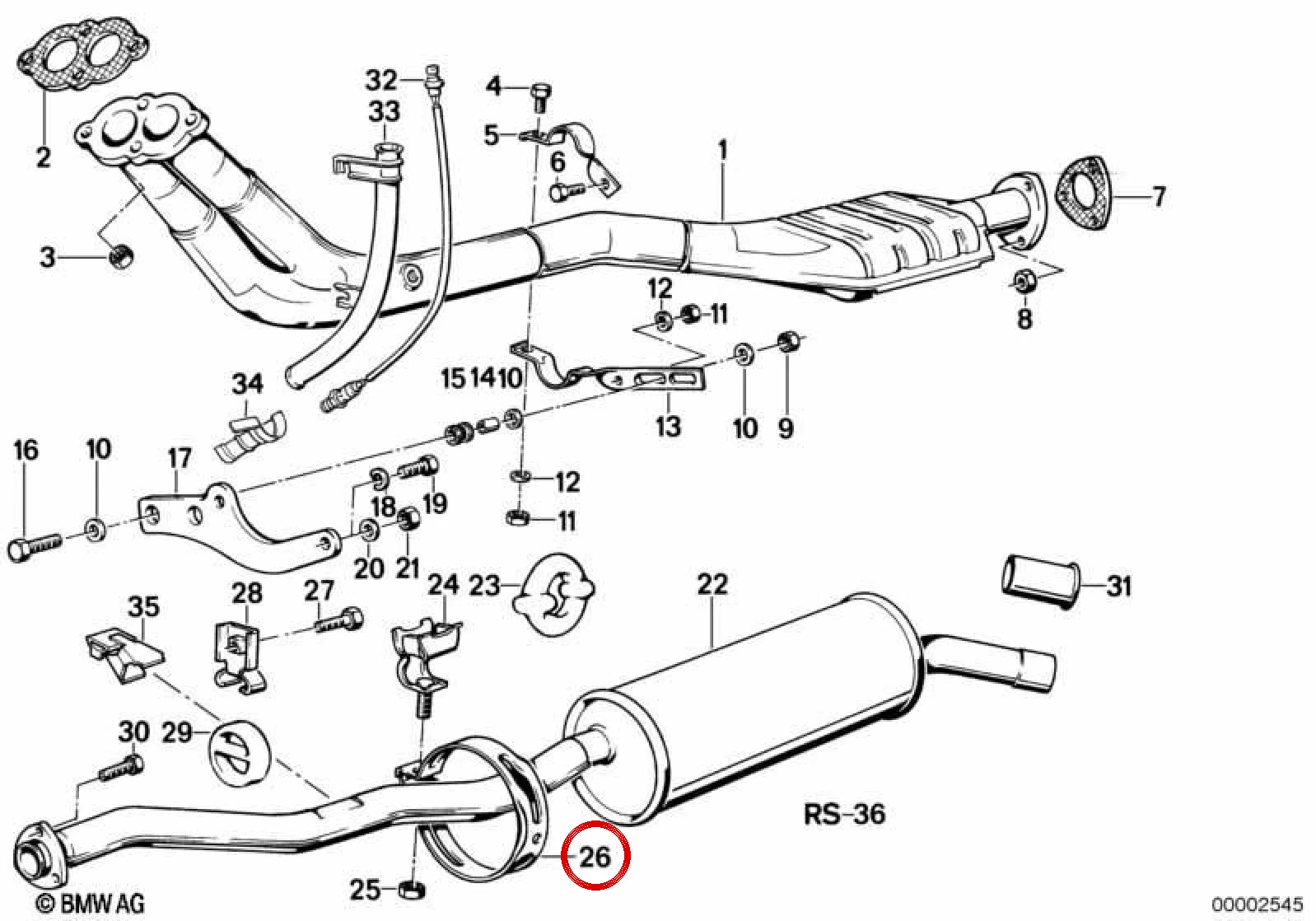 BMW 3 Serisi E30 Egzoz Bağlantı Kelepçesi 18211176709