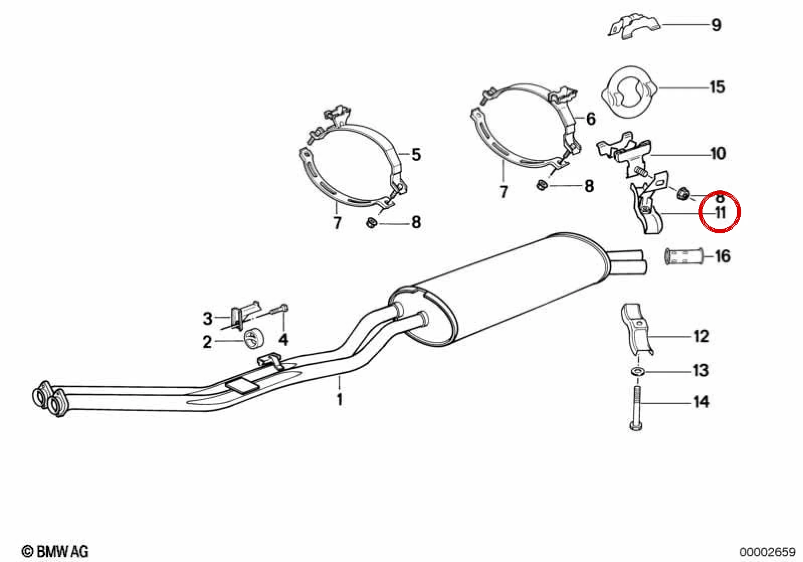 BMW 3 Serisi E30 Egzoz Montaj Braketi 18211723662