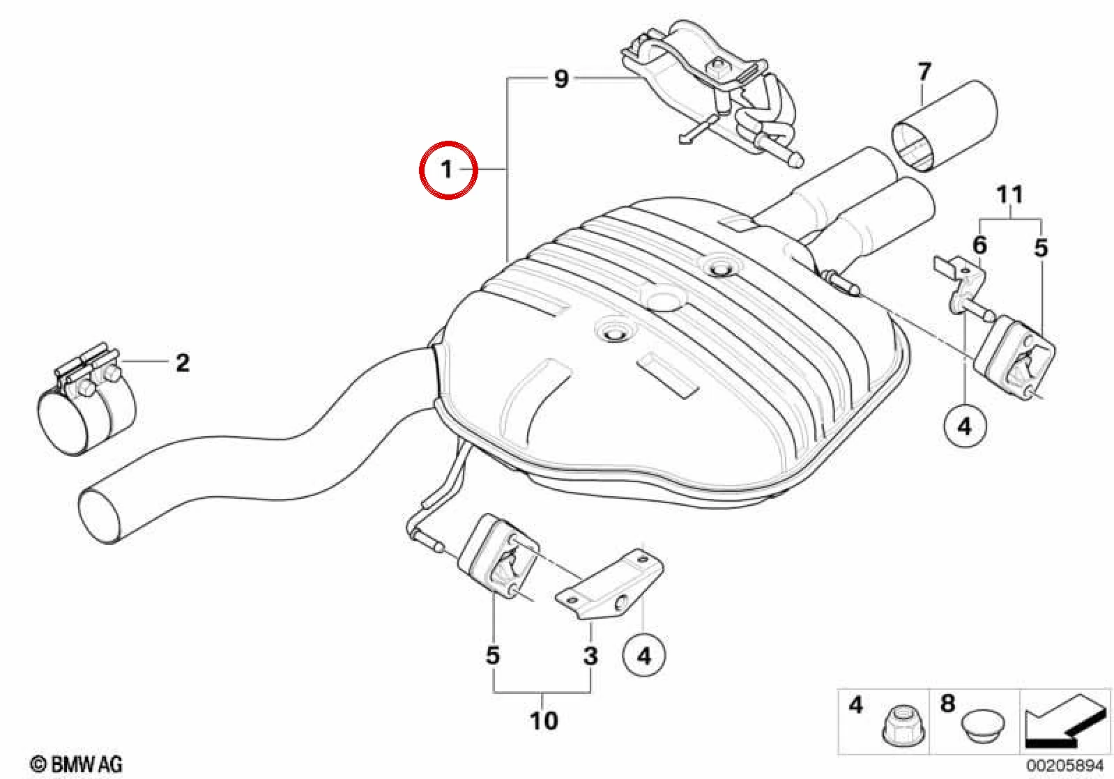 BMW 5 Serisi E60 E61 Klapeli Arka Susturucu 18307541475