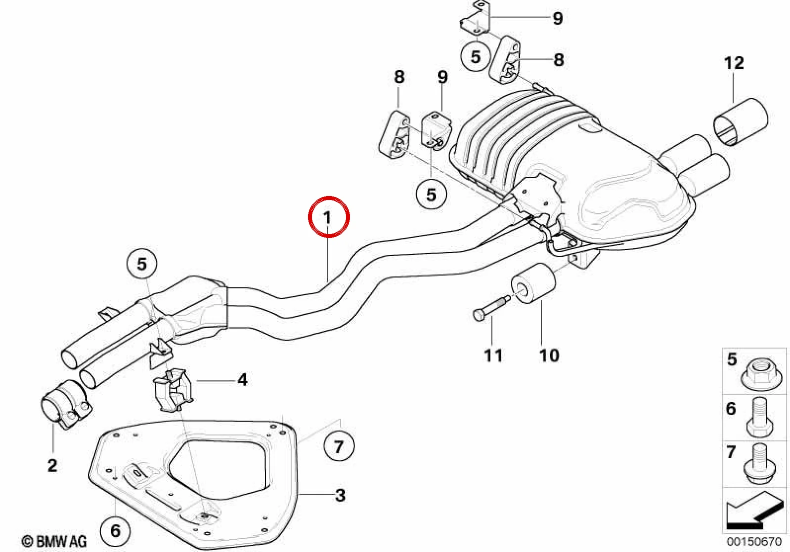 BMW Z4 E85 E86 Orta Susturuculu Arka Egzoz Susturucusu 18307555350