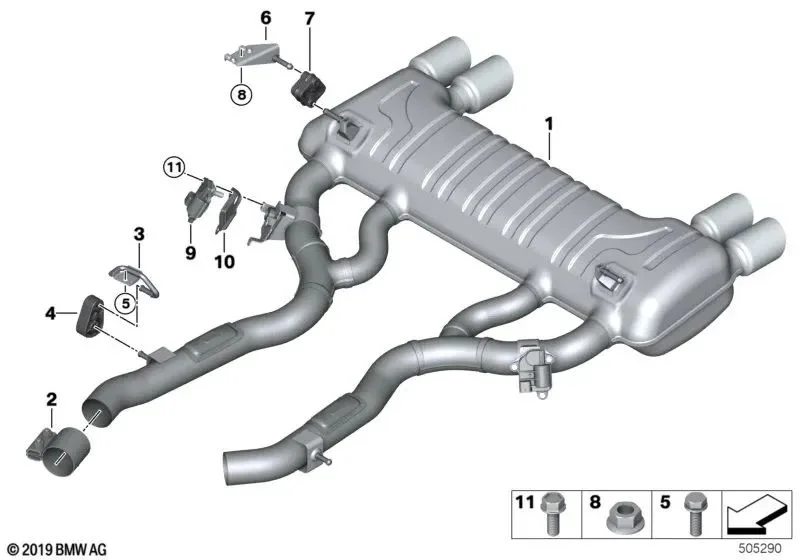 BMW F20 F21 F22 F30… Sağ Ek Susturucu Braketi 18307620317