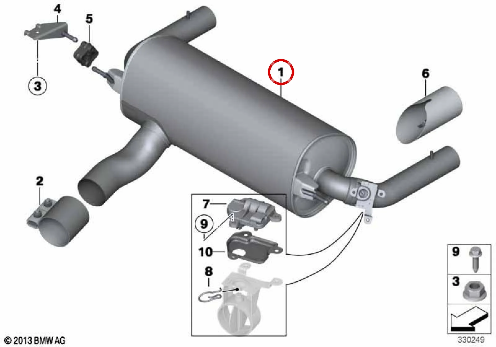 BMW F30 F31 F32 F33… Klapeli Arka Susturucu 18307646997