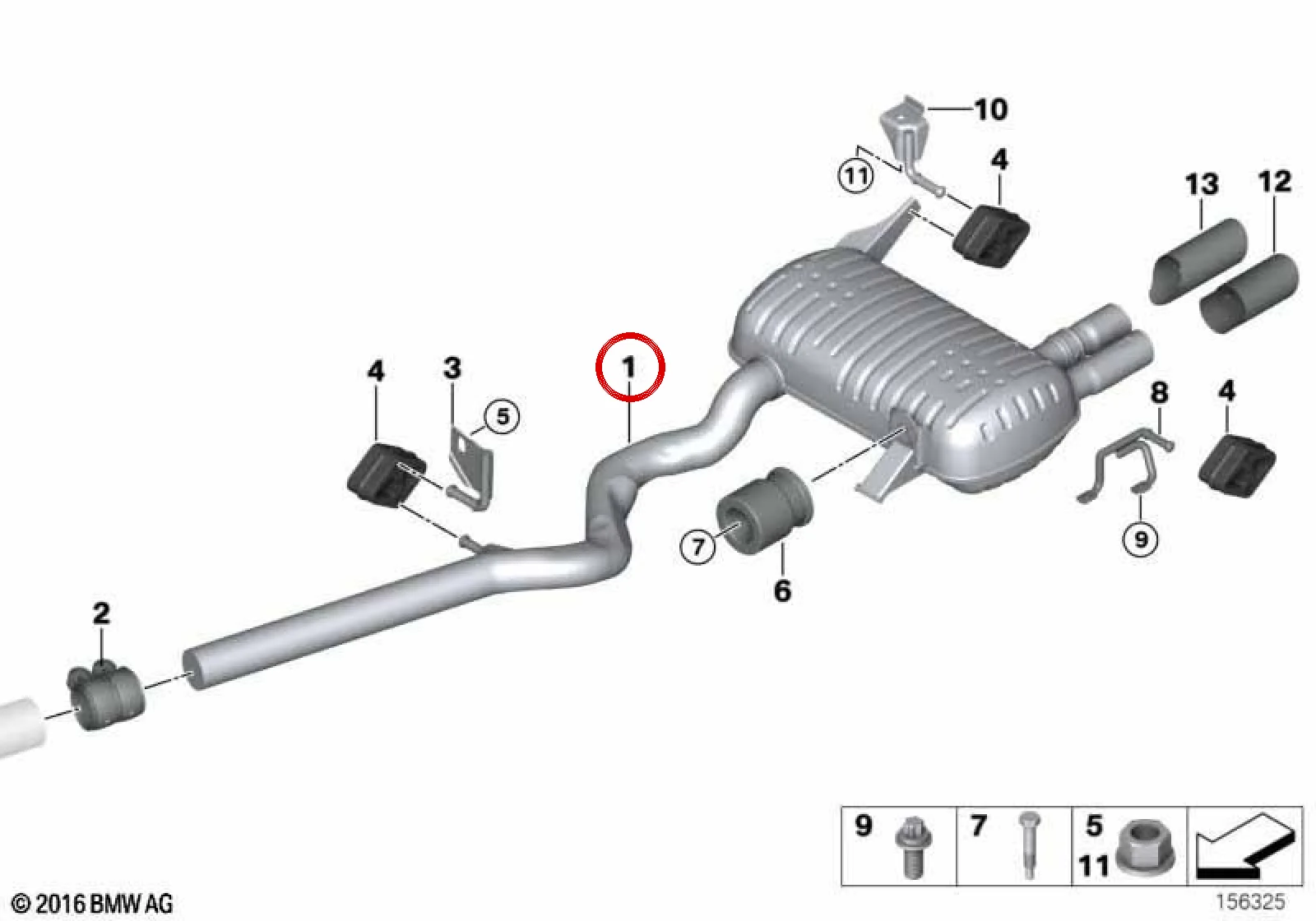 BMW 3 Serisi E90 E91 Arka Ek Egzoz Susturucusu 18307796017