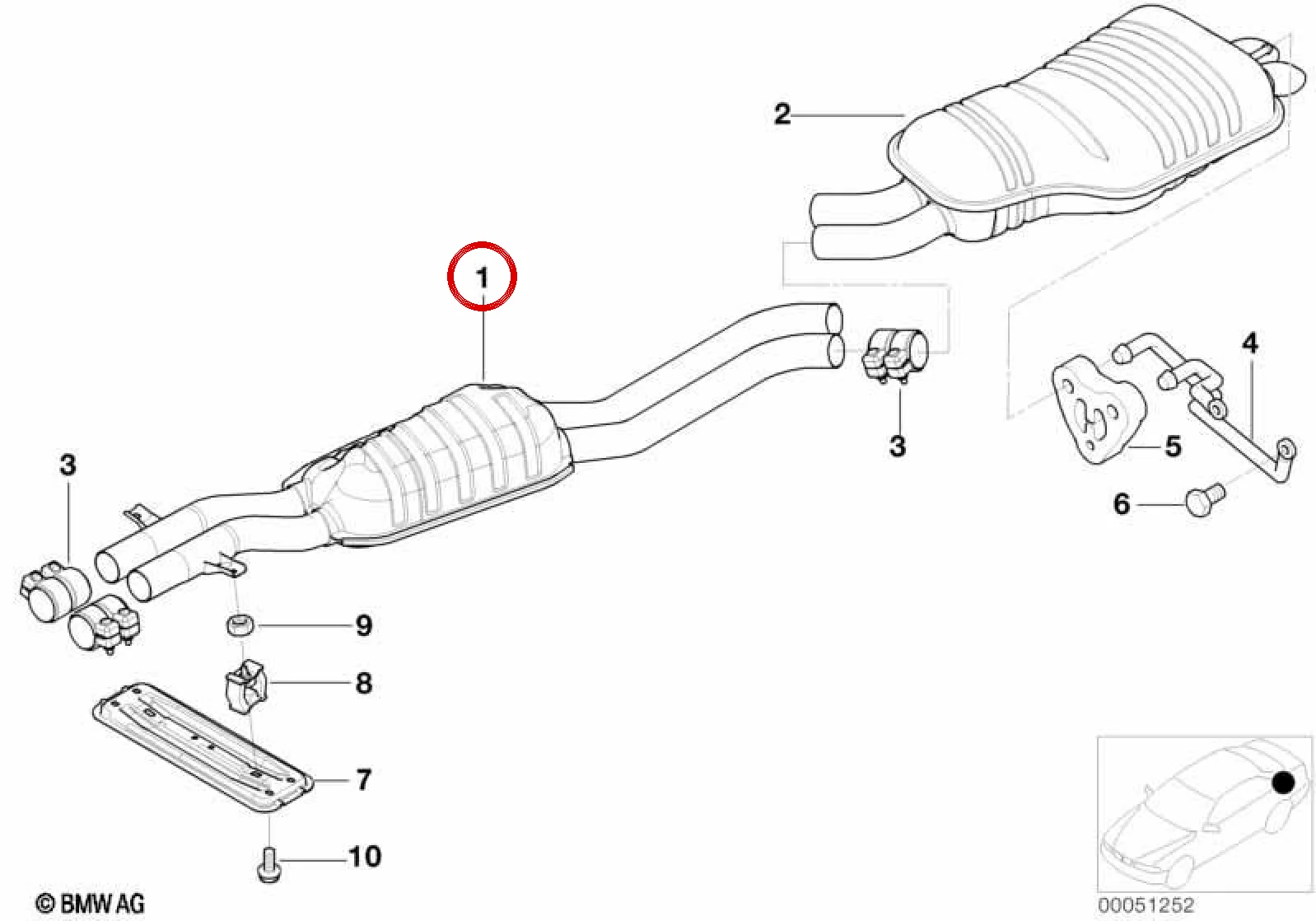 BMW 3 Serisi E46 Benzinli Orta Egzoz Susturucusu 18307798311