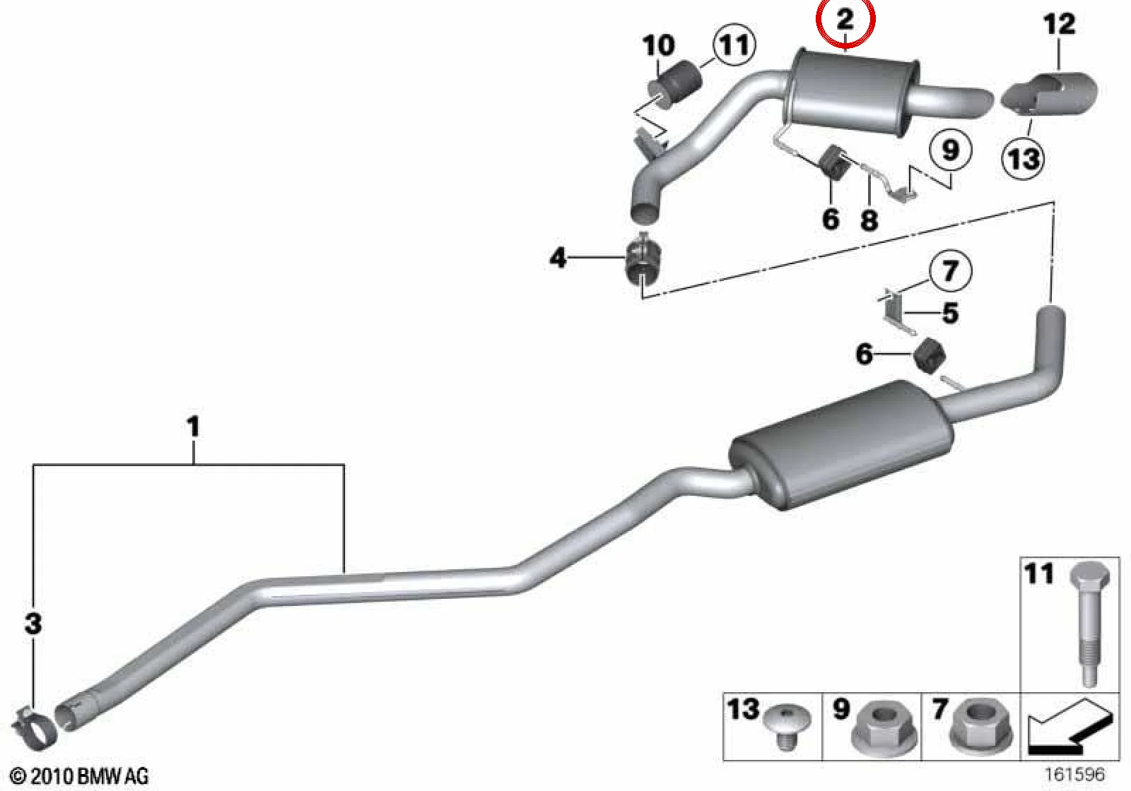BMW 1 Serisi E81 E87 Arka Egzoz Susturucusu 18307805690