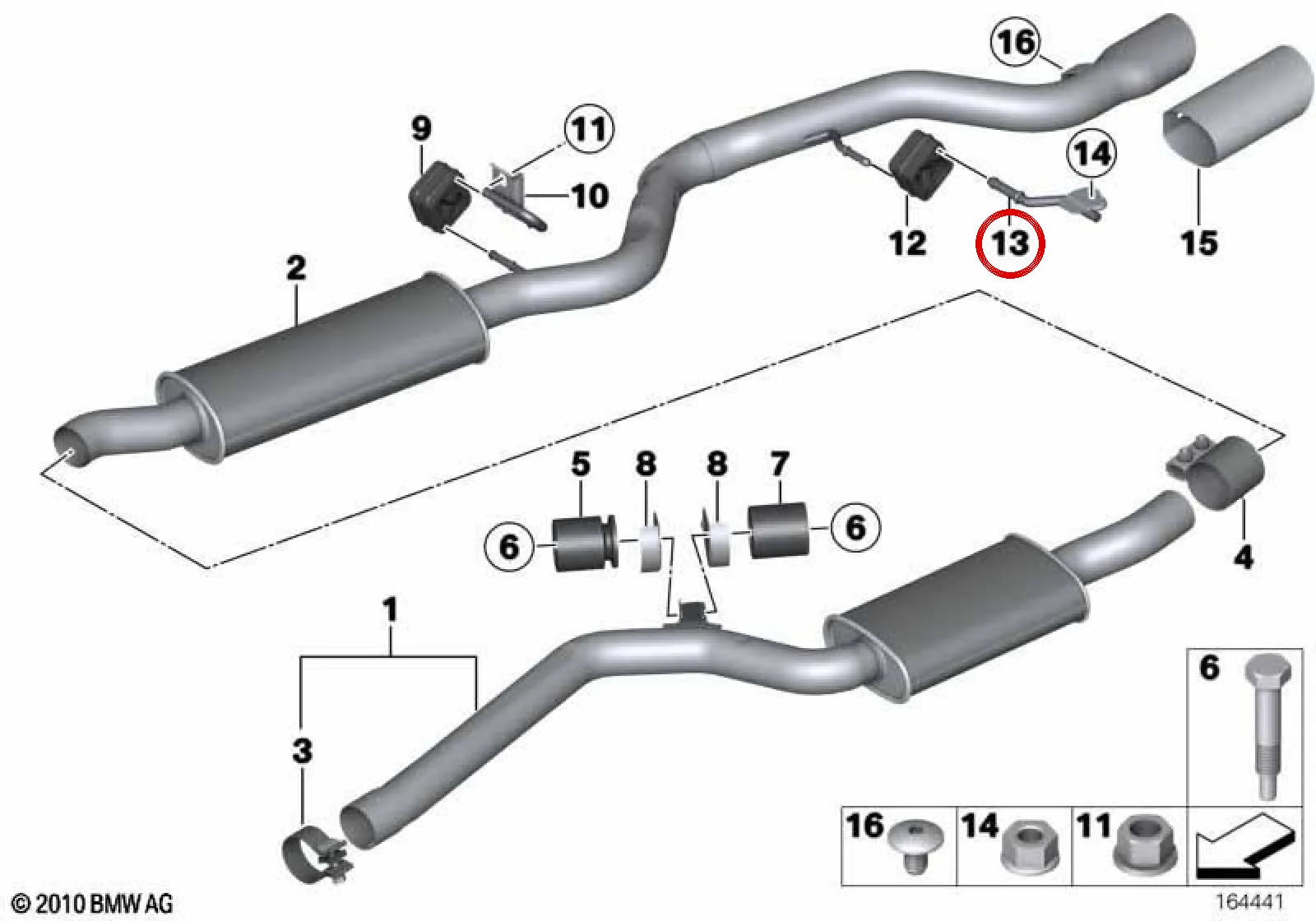 BMW 1 Serisi E81 E82 E87 E88 Egzoz Askı Braketi 18307806567