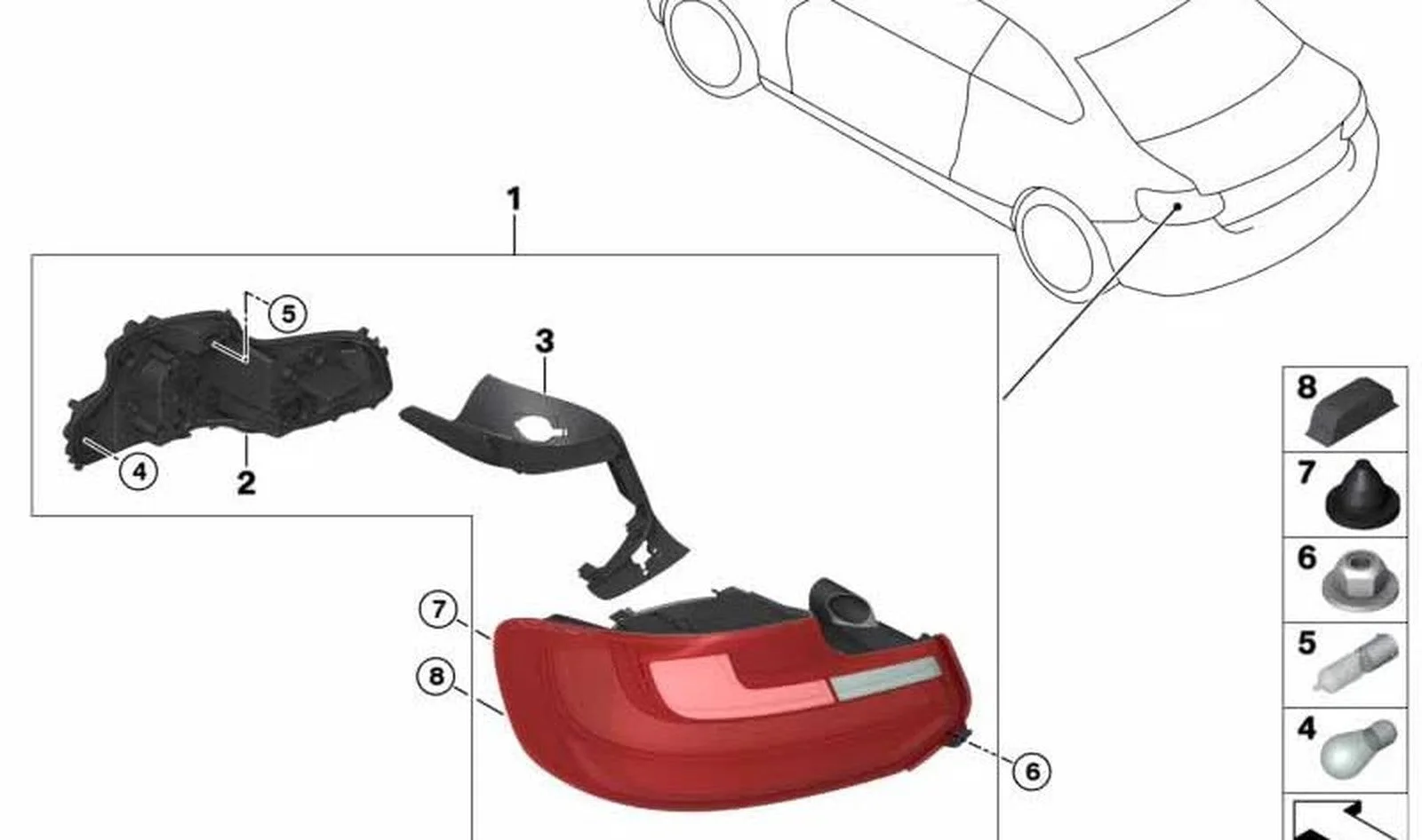 BMW 2 Serisi F22 F23 F87 Stop Lambası Sol 63217295423