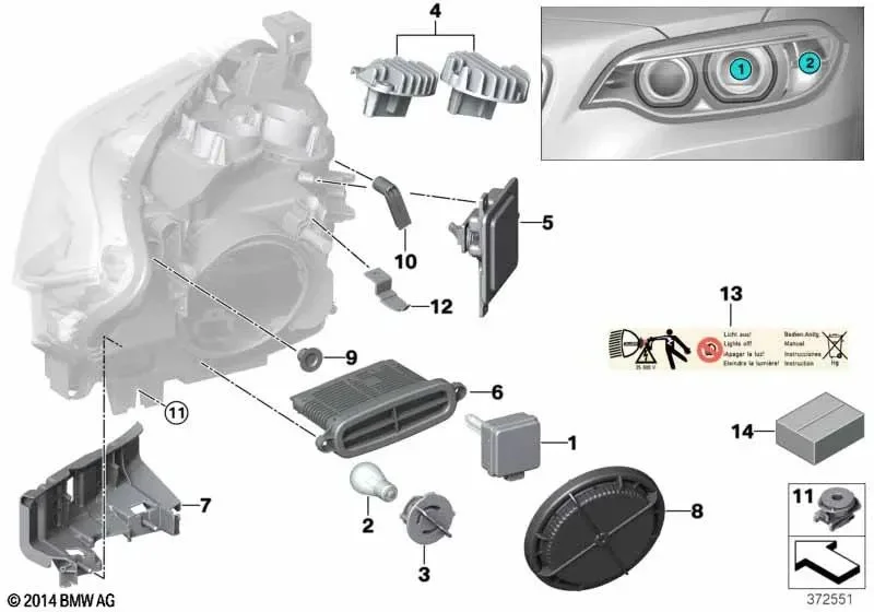 BMW 2 Serisi F22 Xenon Far Modülü 63117363090