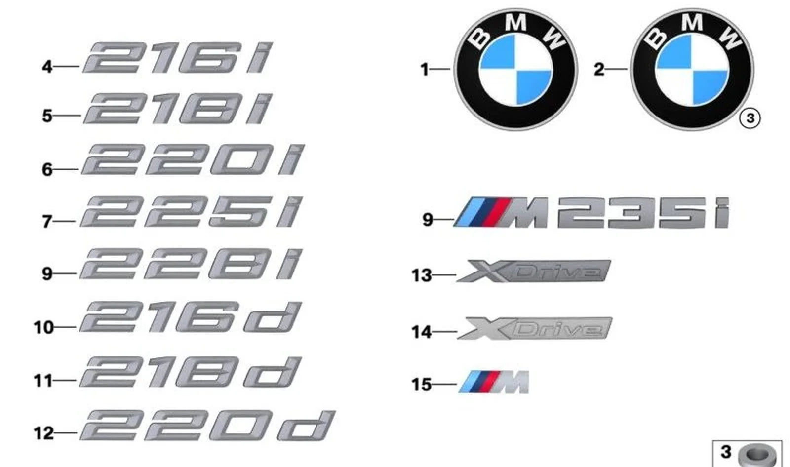 BMW 2 Serisi F44 M235İ Yazı Amblem Logo 51148075984