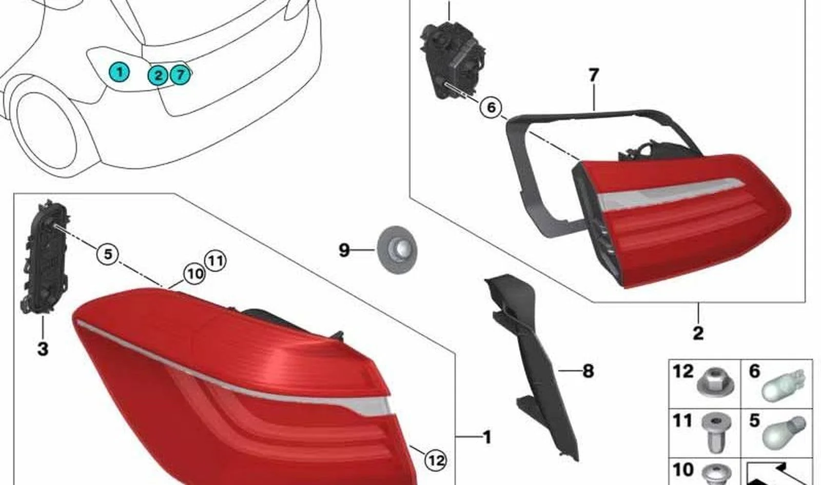 BMW 2 Serisi F45 Bagaj Stop Sağ 63217311060
