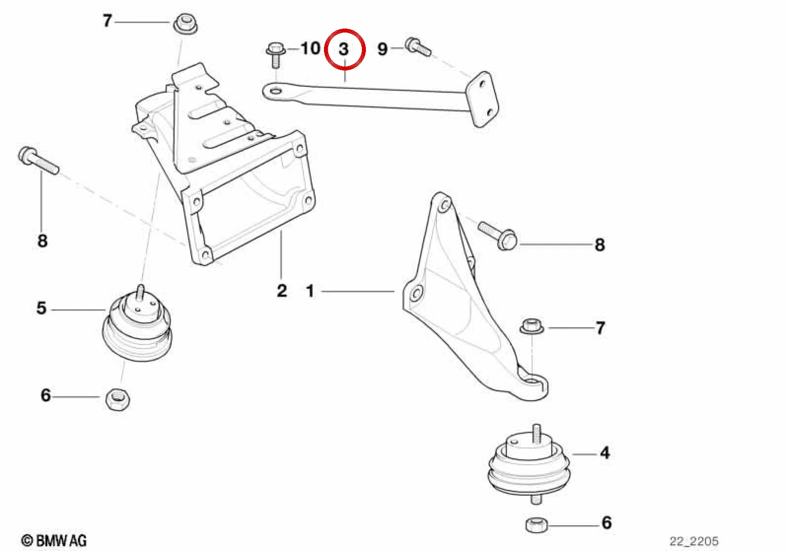 BMW 5 Serisi E39 Motor Montaj Braketi 22111093110