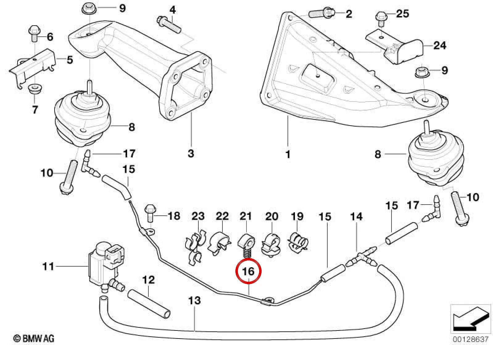 BMW X5 E53 Motor Takozu Vakum Borusu 22111097059