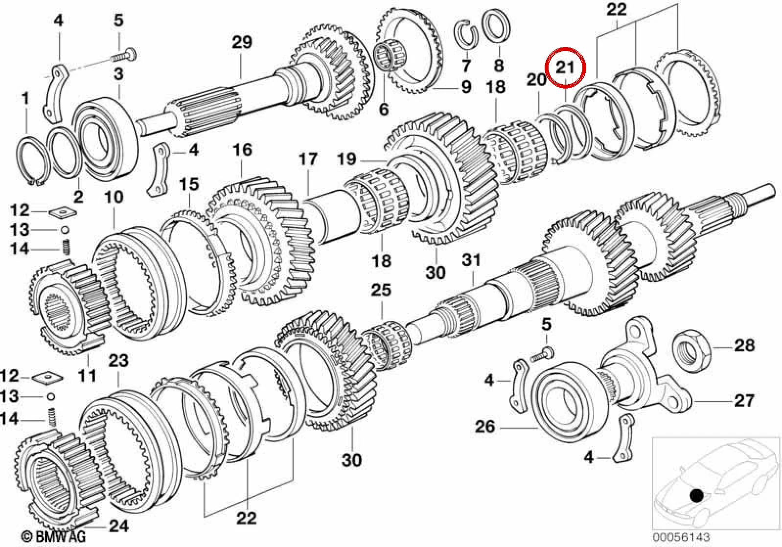BMW E32 E34 E36 E38… Şanzıman Ayar Pulu 45,1x53x1,9 23211224917