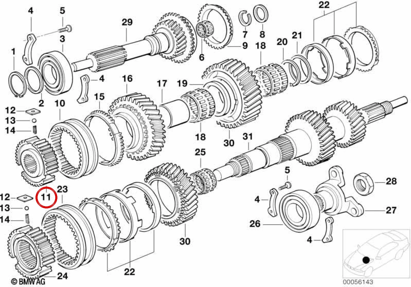 BMW E32 E34 E36 E38… 5. Vites Ve Geri Vites Kılavuz Burcu 23211282581