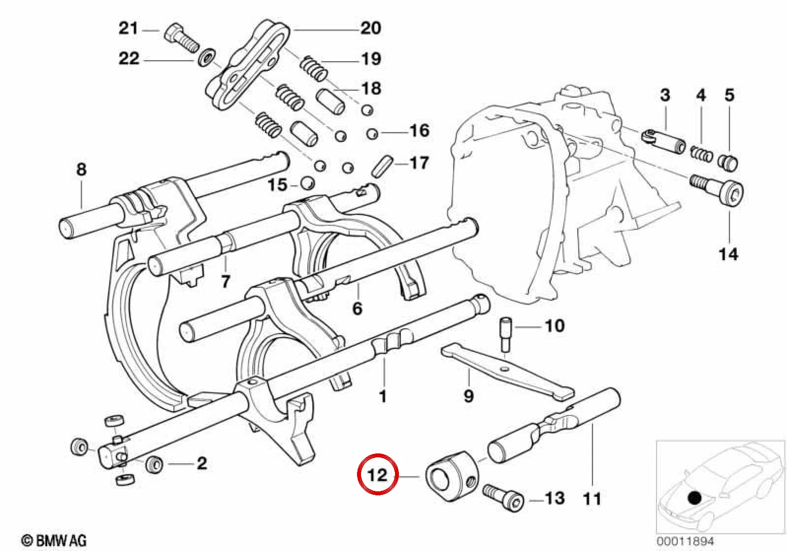 BMW E34 E36 E39 E46… Vites Kumanda Mekanizması Braketi 23311228390