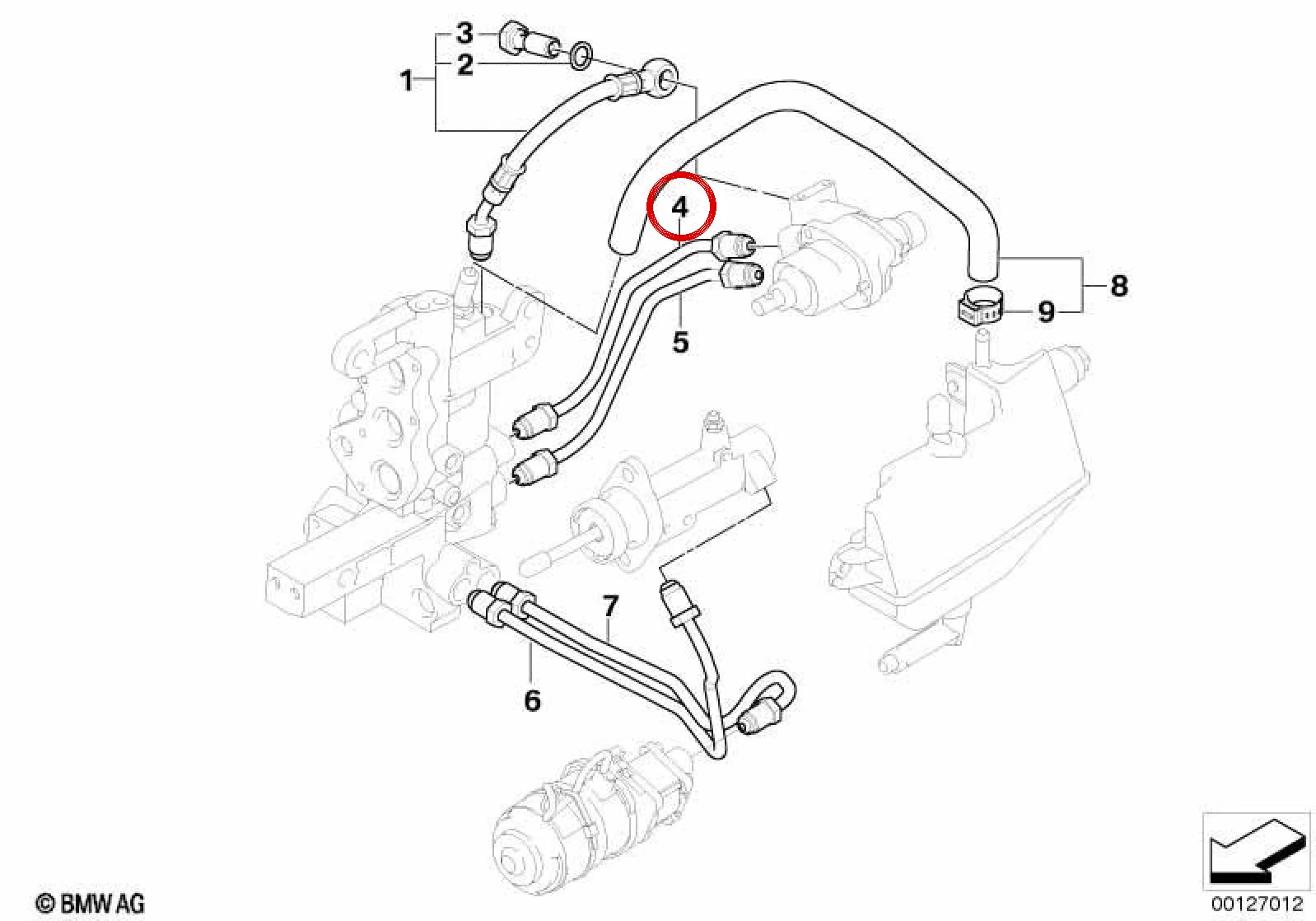 BMW 3 Serisi E46 SMG Hidrolik Basınç Hattı 23427507044
