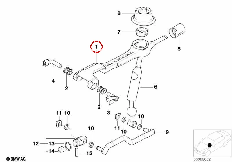 BMW 3 Serisi E46 Takviyeli Vites Kumanda Kolu 25117500506