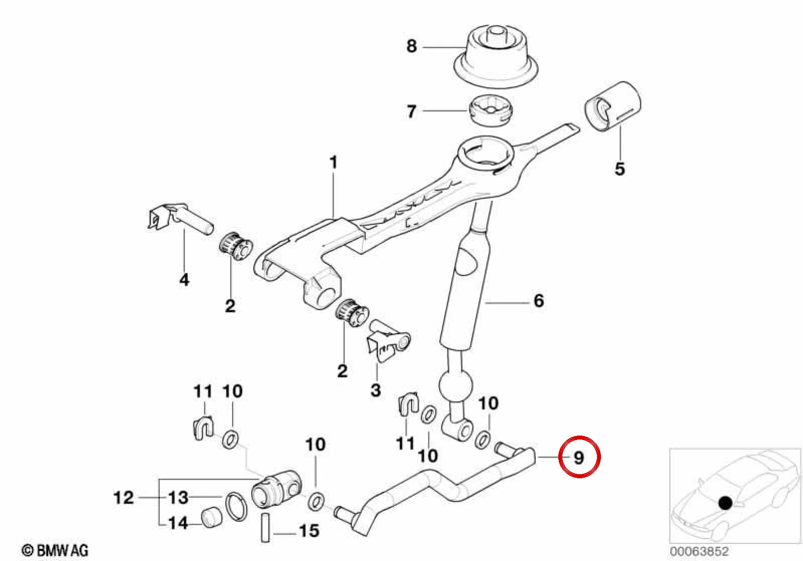 BMW 3 Serisi E46 Vites Bağlantı Çubuğu 212 mm 25117503201