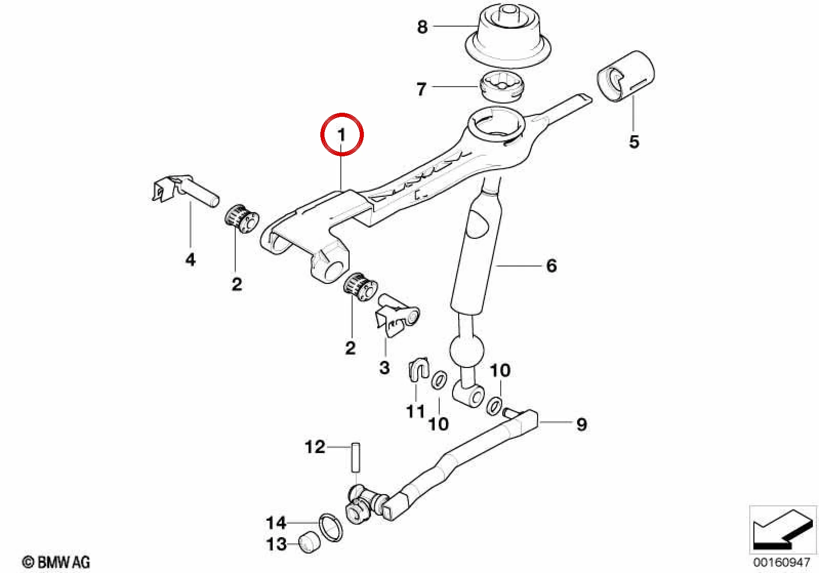 BMW 3 Serisi E46 Takviyeli Vites Seçici Kolu 25117520222