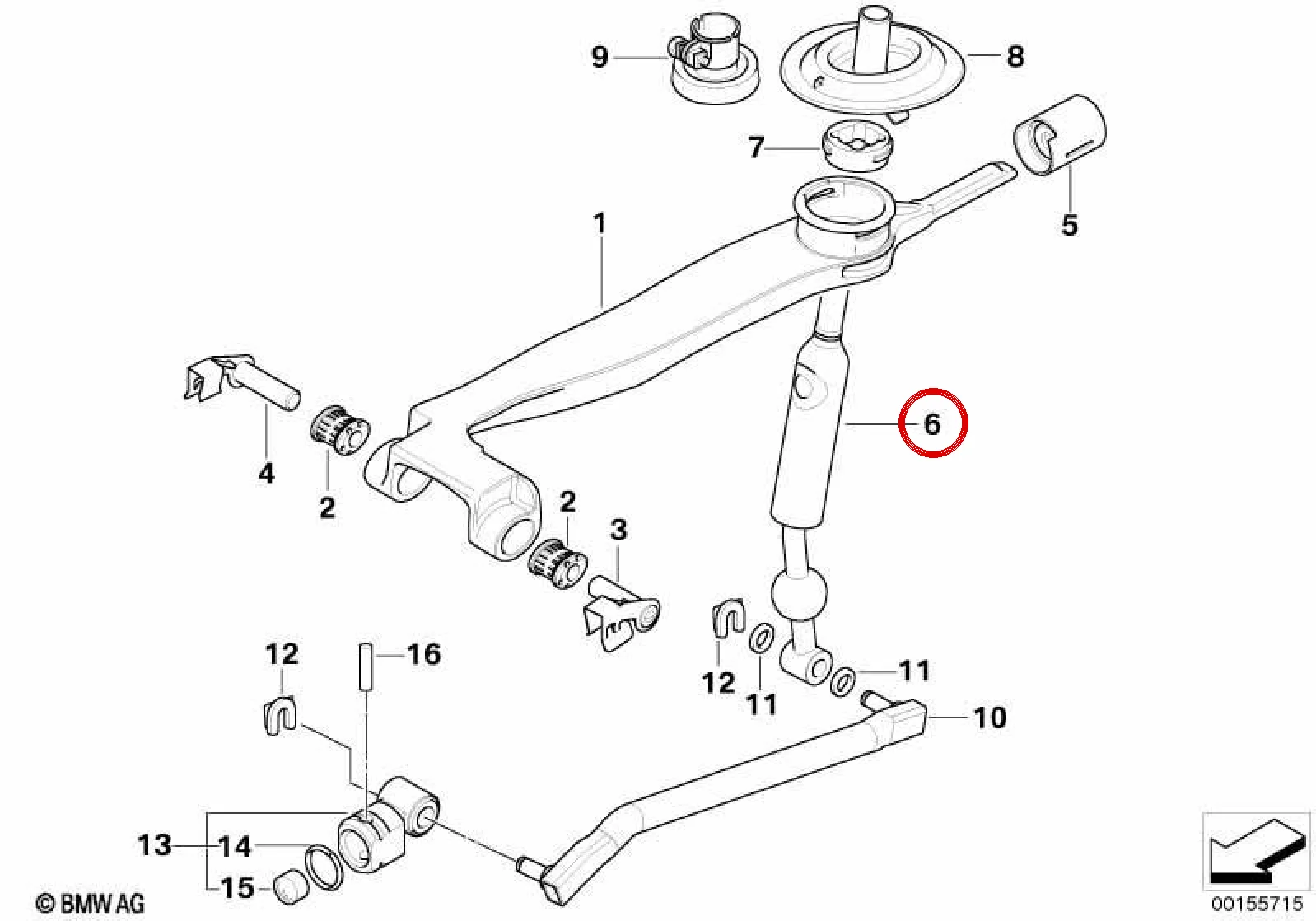 BMW 5 Serisi E60 E61 Vites Seçme Manivelası 25117561677