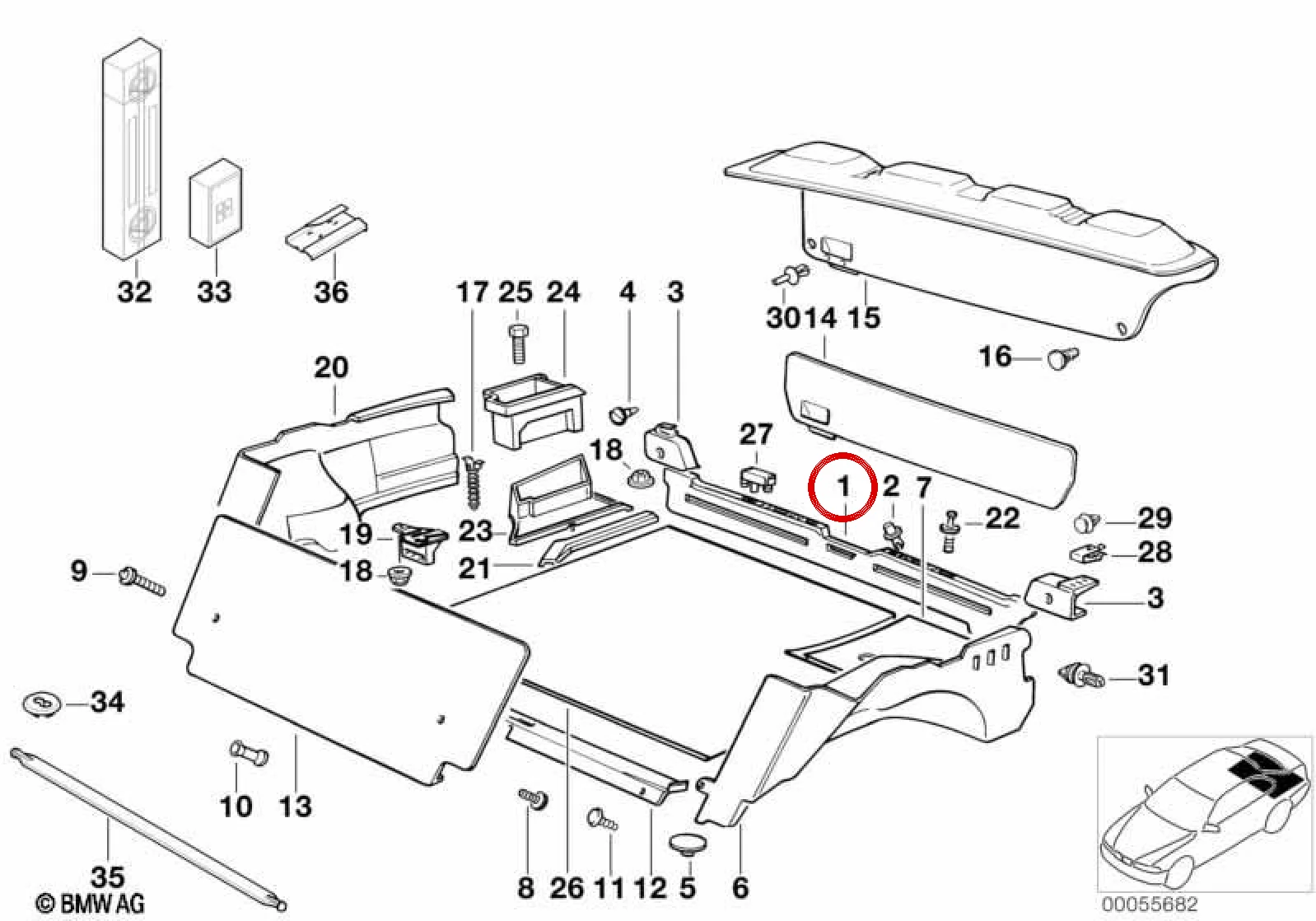 BMW 3 Serisi E36 Arka Panel Bakaliti 51478122479