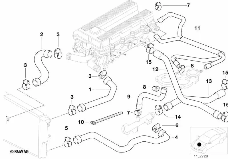 BMW 3 Serisi E36 M44 Rad. Üst Hortumu 11531743535