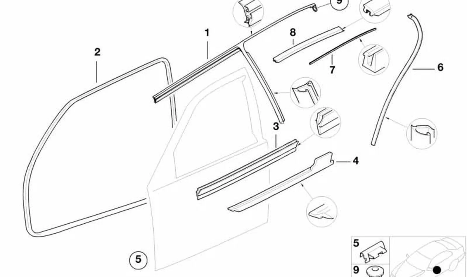 BMW 3 Serisi E36 Ön Kapı Cam Fitili Sol 51218174763