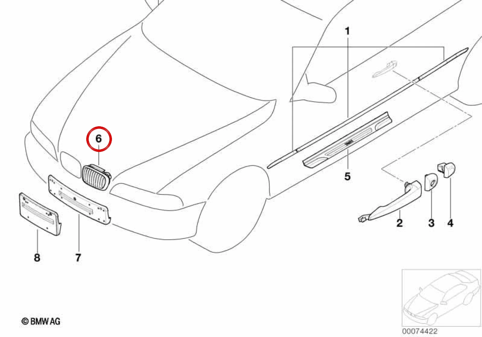 BMW 3 Serisi E46 2 Ön Panjur Sol Chrom 51138208685