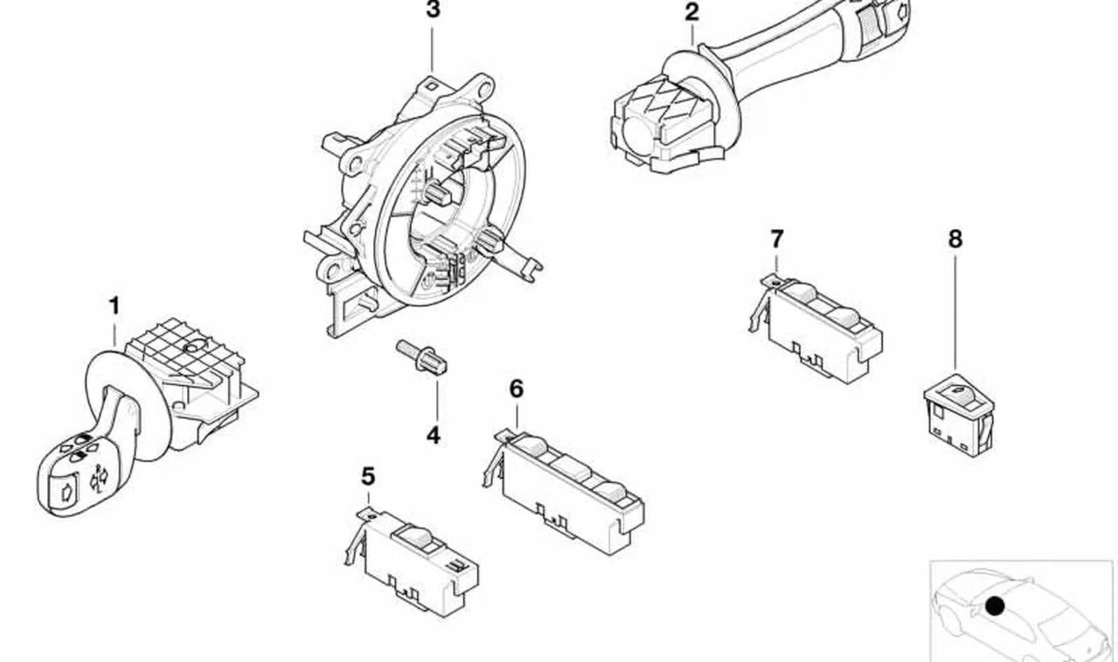 BMW 3 Serisi E46 Cam Düğmesi Yolcu Tarafı Tekli 61316902176