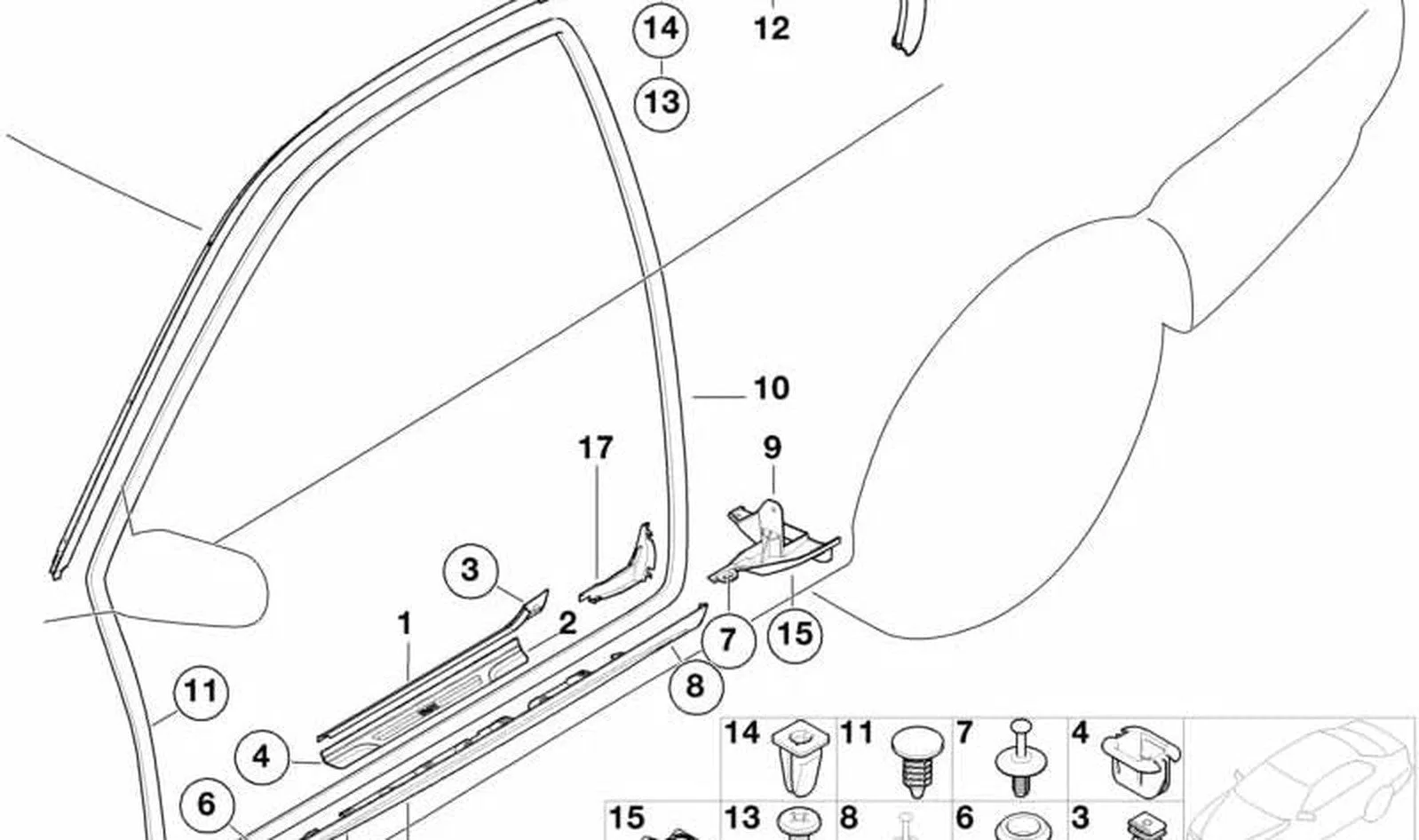 BMW 3 Serisi E46 Coupe Kapı Kasa Fitili Sol 51717161687