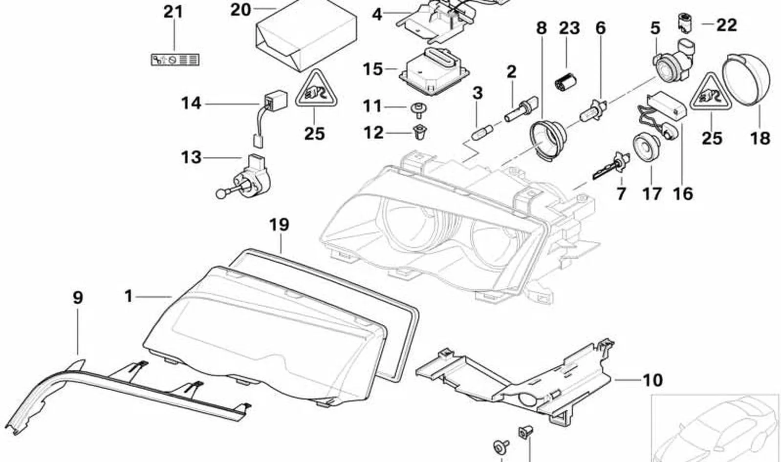BMW 3 Serisi E46 Far Üst Çıtası Sağ 63126921860