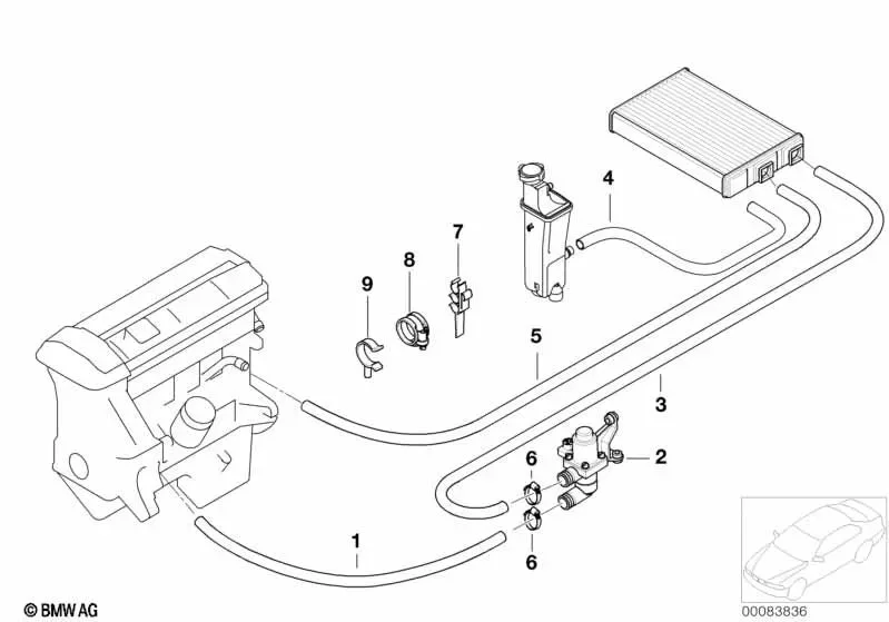 BMW 3 Serisi E46 Kalorifer Hortumu 64218376999