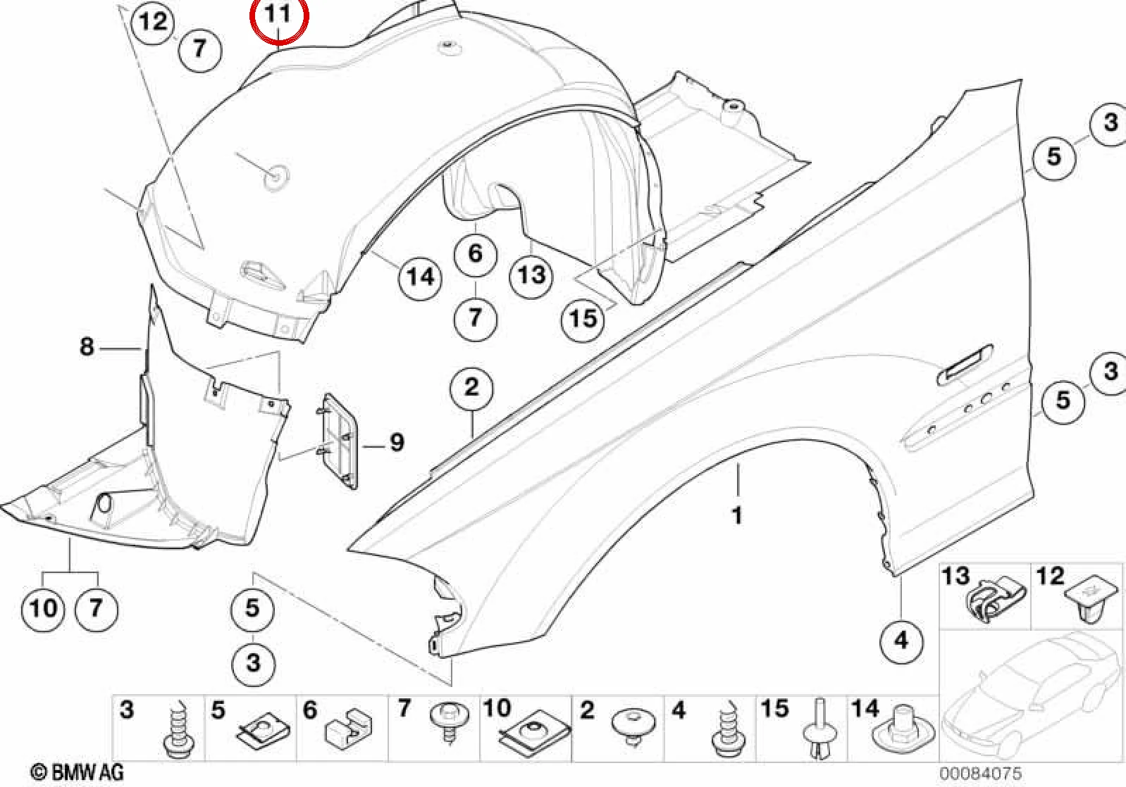 BMW 3 Serisi E46 M3 Ön Çamurluk Davlumbazı Sol 51712695665