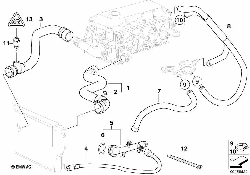 BMW 3 Serisi E46 M43 Su Hortumu 11531436368