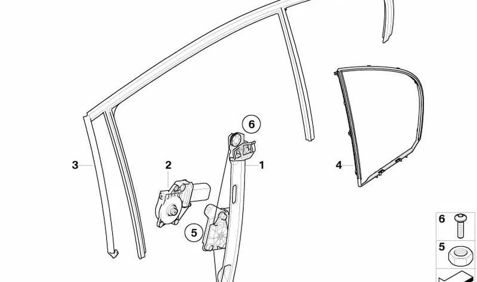 BMW 3 Serisi E90 Arka Cam Mekanizması Sağ 51357140590