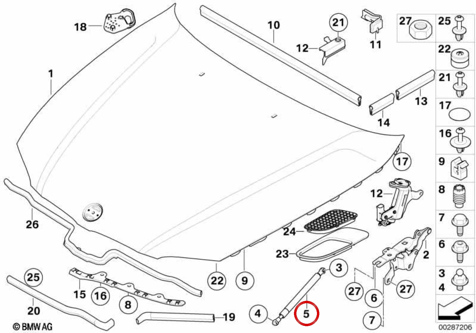 BMW 3 Serisi E90 E92 E93 M3 Ön Kaput Amortisörü 51237900795