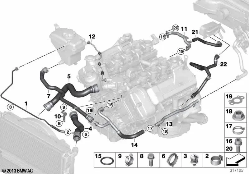 BMW 3 Serisi E90 E92 E93 S65 M3 Yedek Su Deposu Üst Hortumu 17122283591