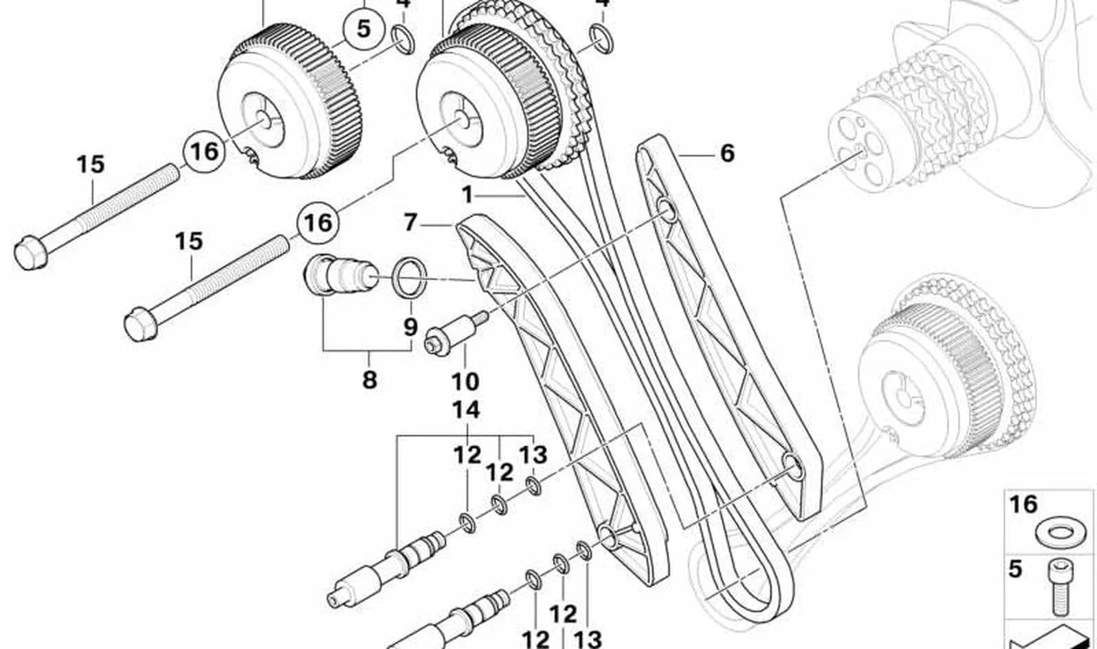 BMW 3 Serisi E90 E92 E93 S65 M3 Zincir Kızak 1,4-5,8 11317838869