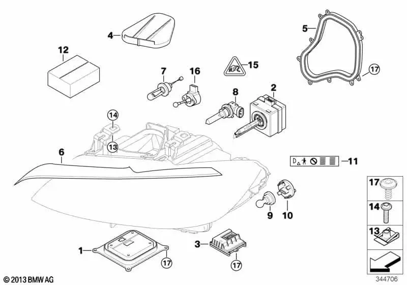 BMW 3 Serisi E90 Far Contası Sol 63117174517