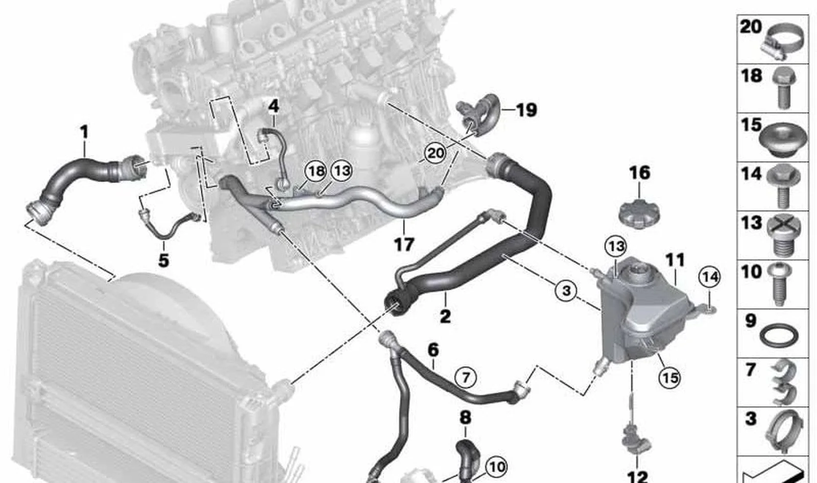 BMW 3 Serisi E90 M57 M57N2 Radyatör Su Hortumu 11537795135