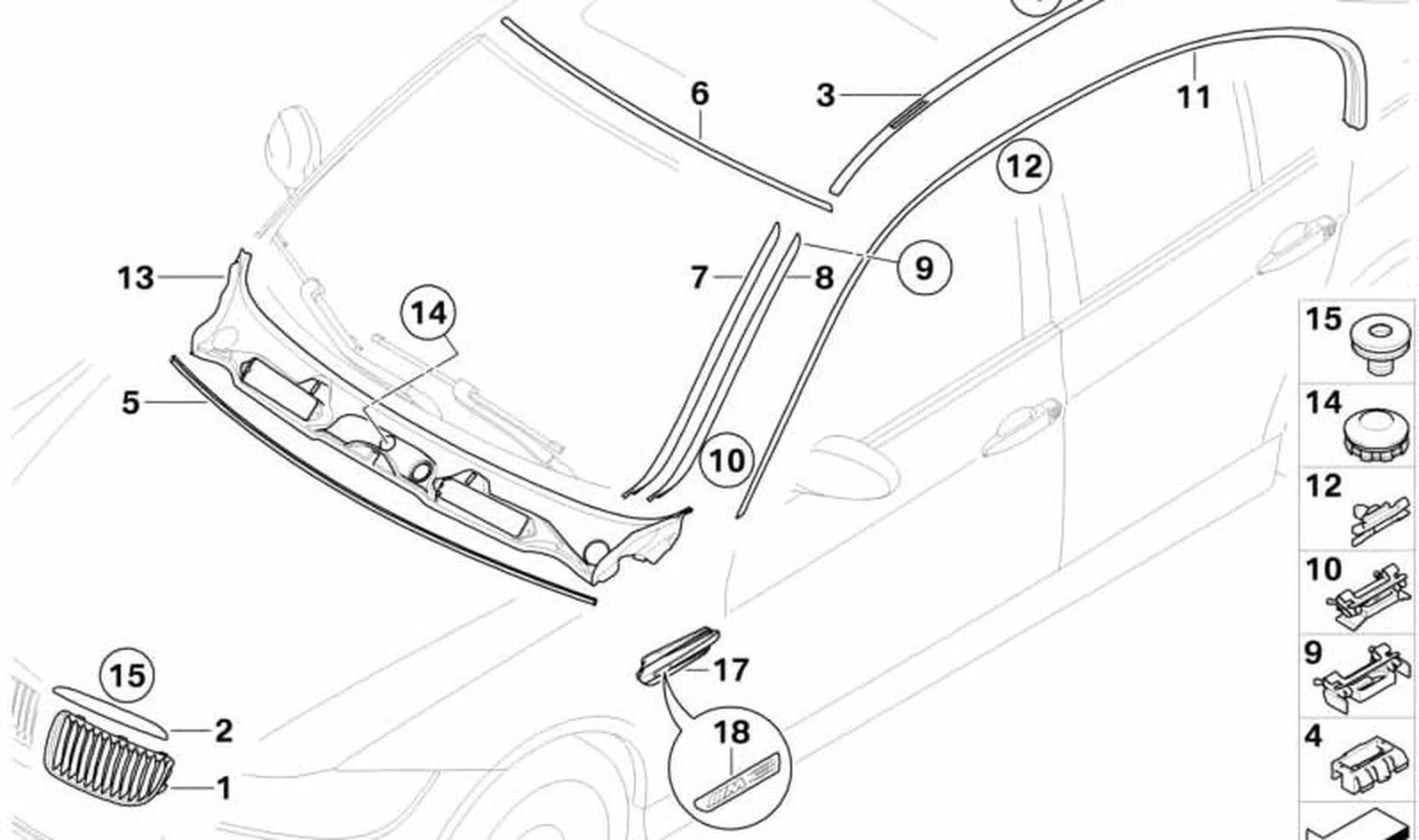 BMW 3 Serisi E90 Ön Cam Çıta Contası Sağ 51137184006