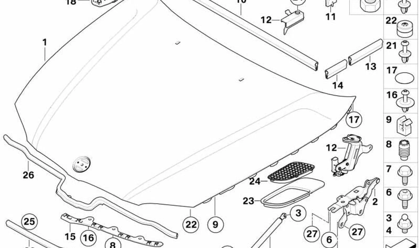 BMW 3 Serisi E90 Ön Kaput Ara Fitili Sol 51767159607