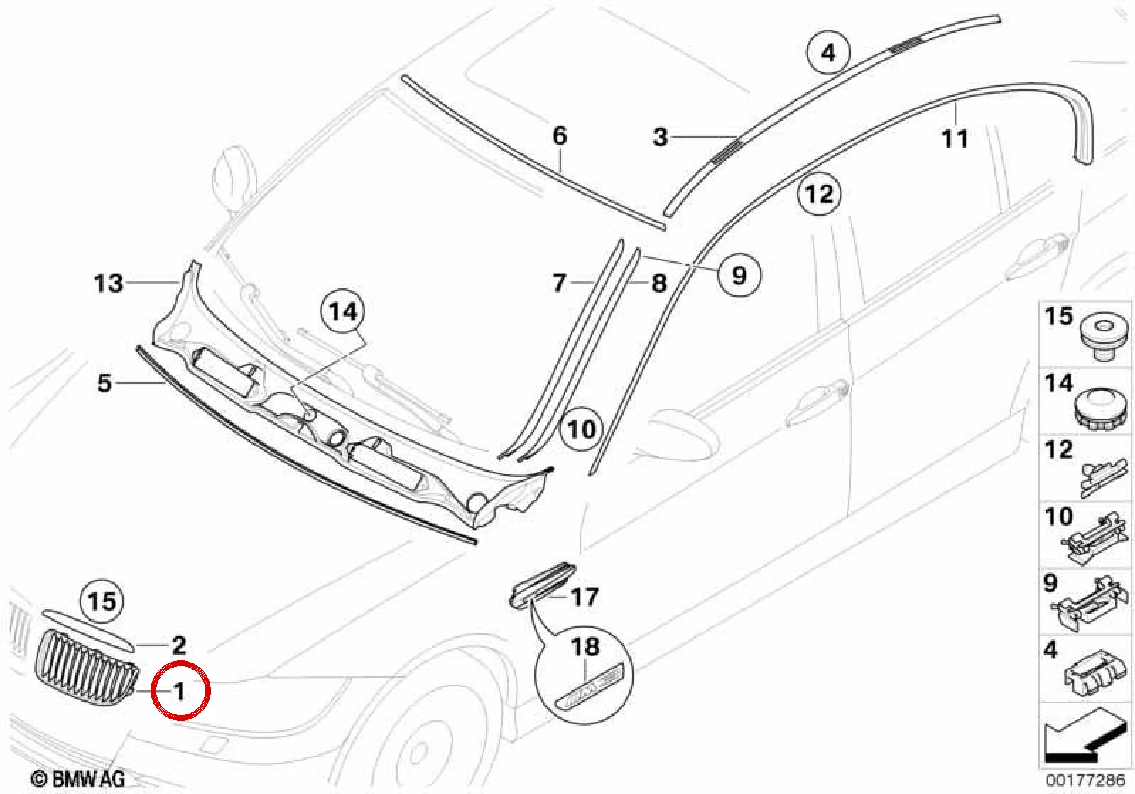 BMW 3 Serisi E92 Ön Panjur Sol 51137157275