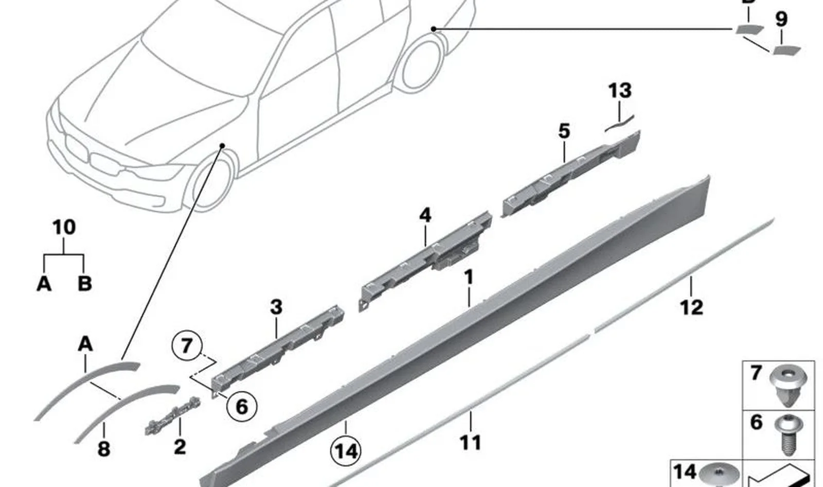 BMW 3 Serisi F30 Marşbiyel Ayağı Arka Sol 51777256919