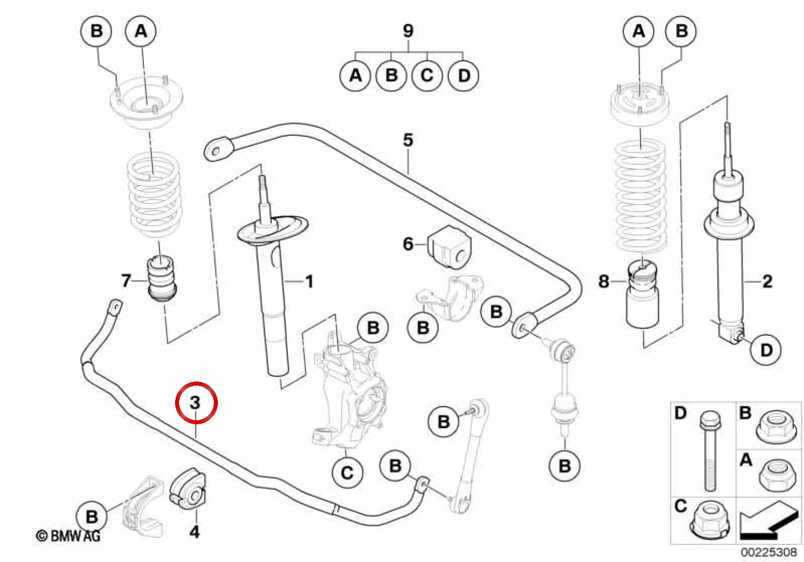 BMW E60 E61 E63 E64 Ön Viraj Demiri 25 mm 31356764111
