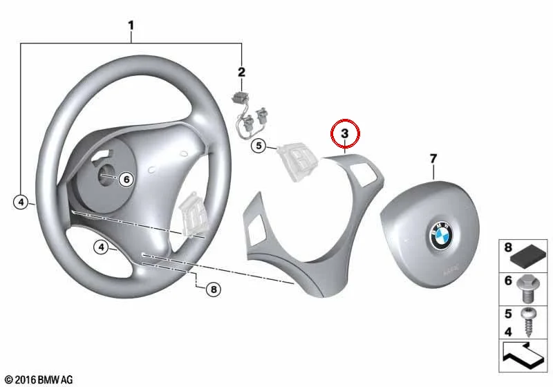 BMW E81 E82 E84 E87… İnci Parlak Krom Direksiyon Kapağı 32306850544