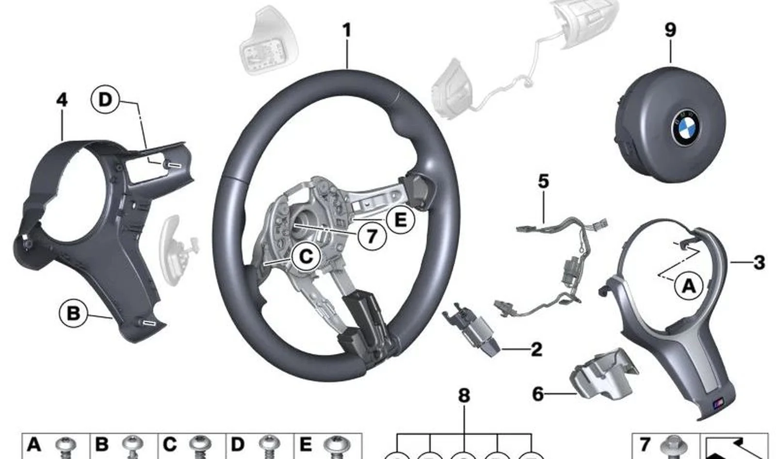 BMW F06 F07 F10 F11… M Direksiyon Trim Kapağı 32307846032