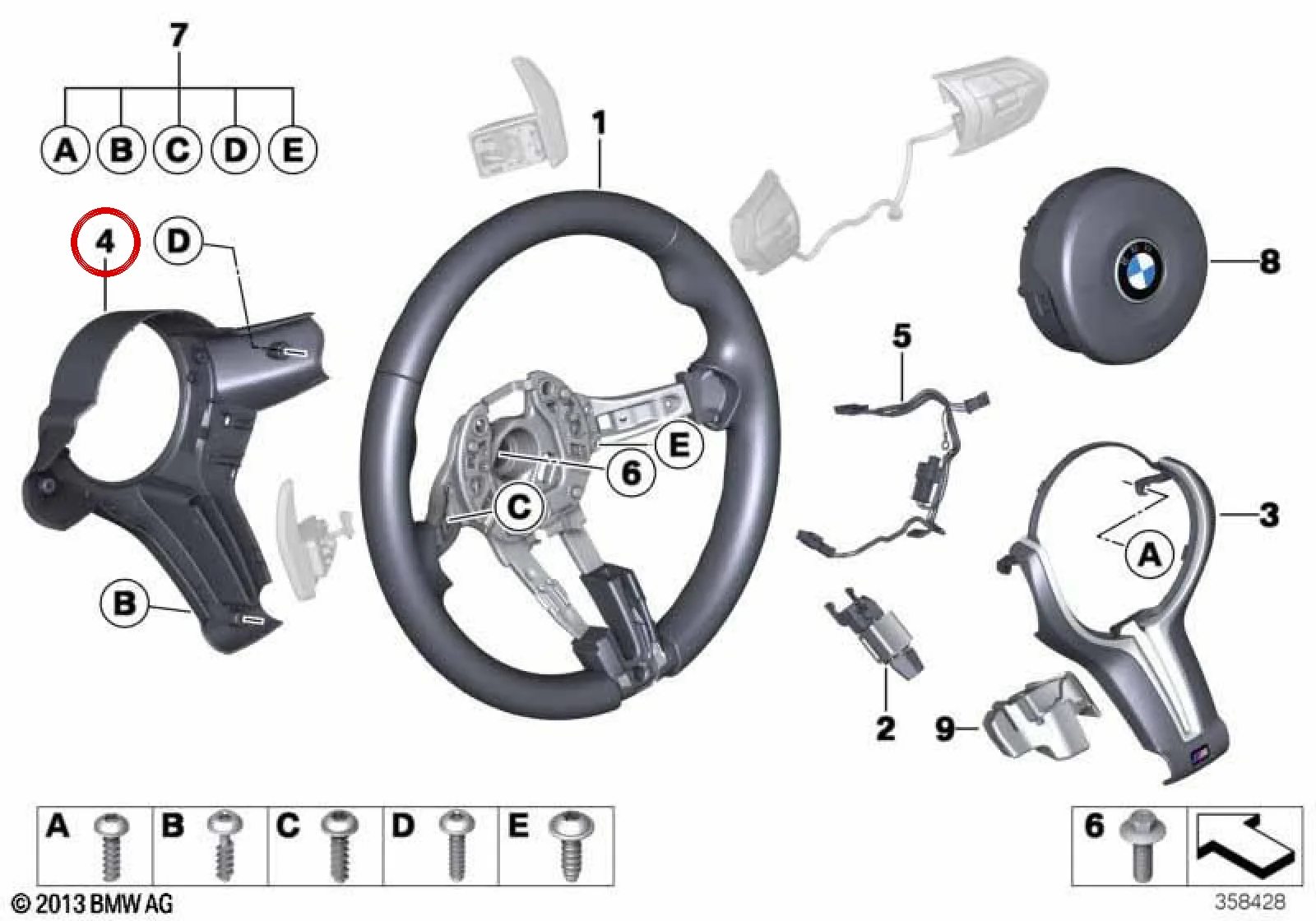 BMW F06 F10 F12 F13… Direksiyon Arka Kapağı 32307848269