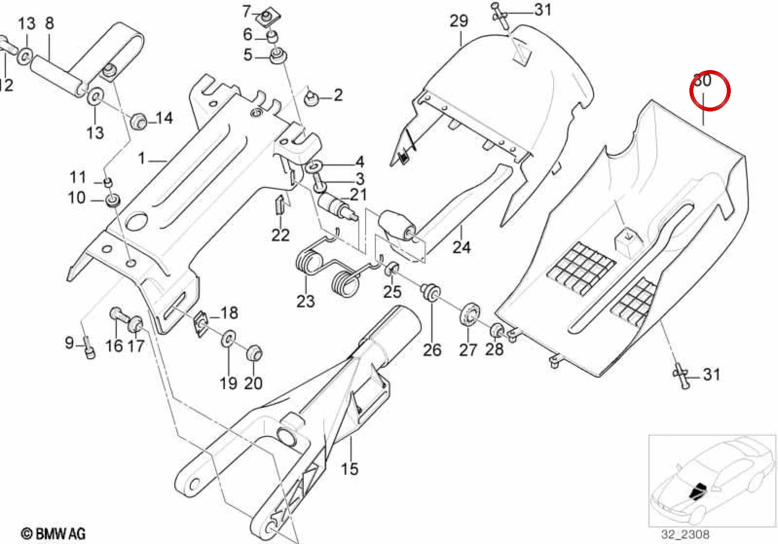 BMW 5 Serisi E39 Direksiyon Kolonu Alt Kaplaması 32311094642