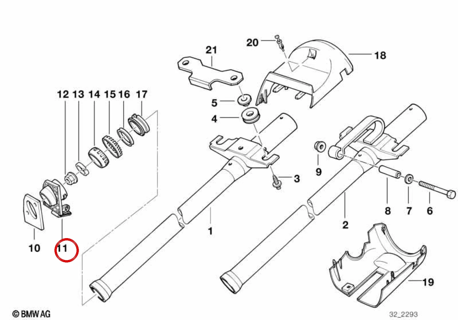 BMW 3 Serisi E36 Direksiyon Kolonu Muhafazası 32311159765